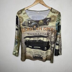 Y2K Espresso American Spirit Top‎ Manhattan T-Shirt Women's XL